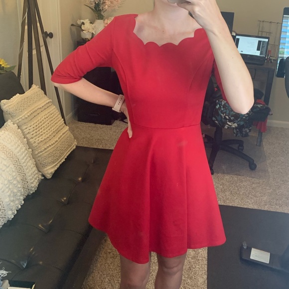 lulus red scalloped dress